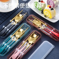 ins304網(wǎng)紅不銹鋼便攜餐具戶外旅行創(chuàng)意韓式爆款學(xué)生勺筷禮品套裝
