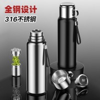 316不銹鋼全鋼保溫杯大容量智能顯溫保溫水壺茶水分離商務(wù)戶(hù)外杯